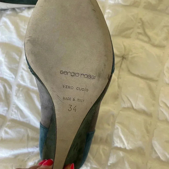 Sergio Rossi color block suede leather wedge shoes - Picture 7 of 10